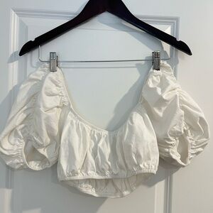 SABO White Off The Shoulder Crop Top